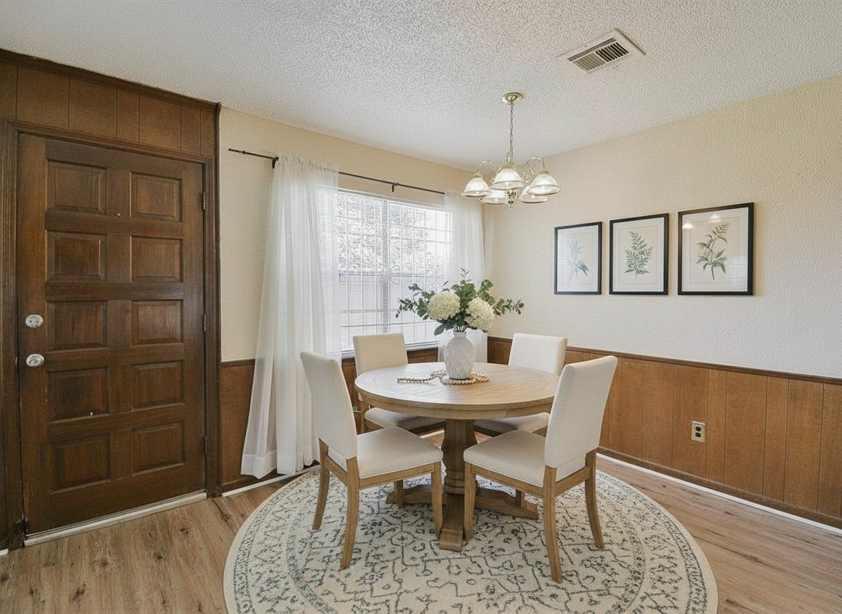 13915 Roundstone Lane Houston, TX 77015 - Photo 10 of 42 a view of a dining room with furniture and chandelier