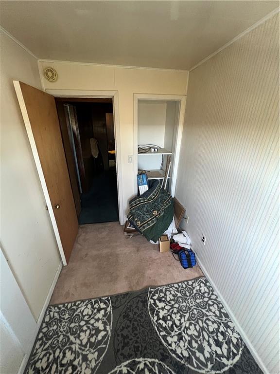 433 Henry Street McKees Rocks, PA 15136 - Photo 14 of 25 a view of a hallway to a livingroom with wooden floor and a rug