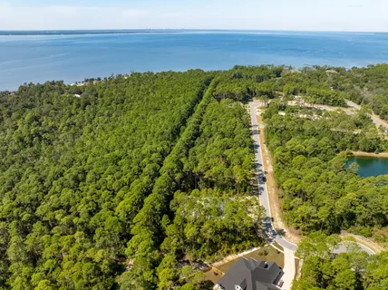 a view of a garden with a lake