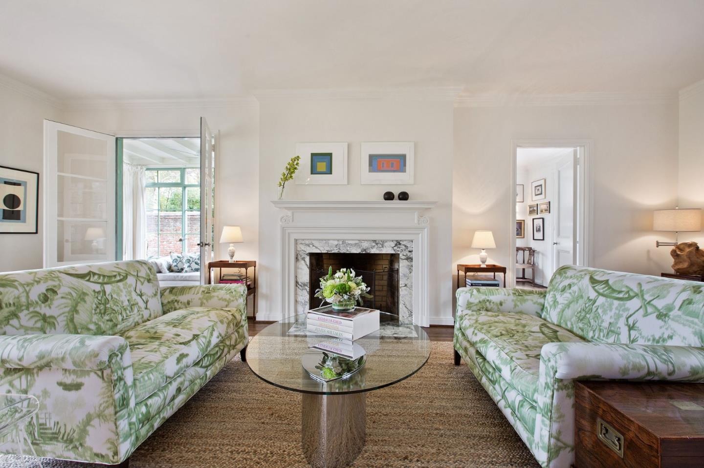 508 Roehampton Road Hillsborough, CA 94010 - Photo 14 of 50 a living room with furniture a window and a fireplace