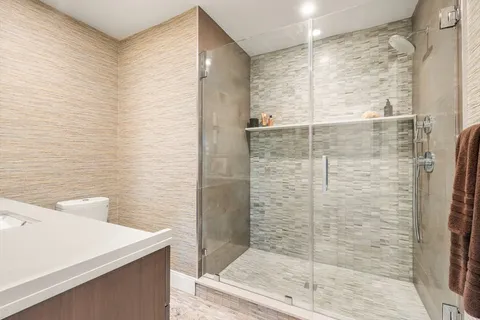 a bathroom with a shower