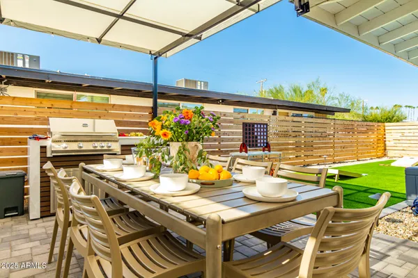 a view of an outdoor seating area