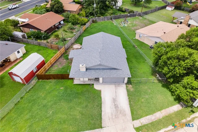 an aerial view of a house
