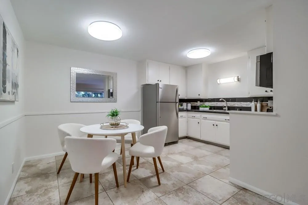 2244 2nd Avenue, Unit 25 San Diego, CA 92101 - Photo 7 of 27 a kitchen with a dining table chairs and refrigerator