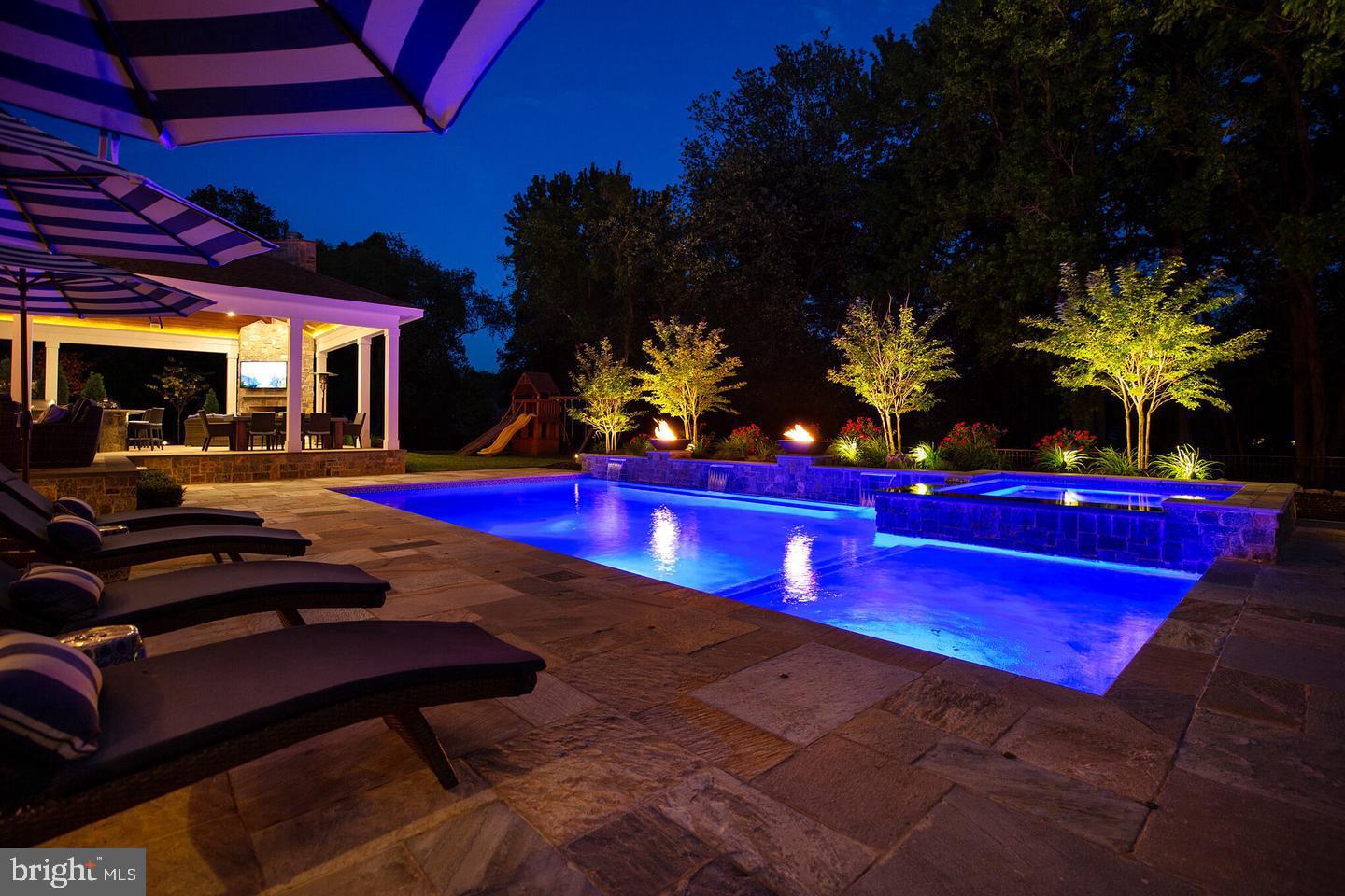 813 Loveland Road Moorestown, NJ 08057 - Photo 40 of 45 Night View of Pool and Hot Tub Area