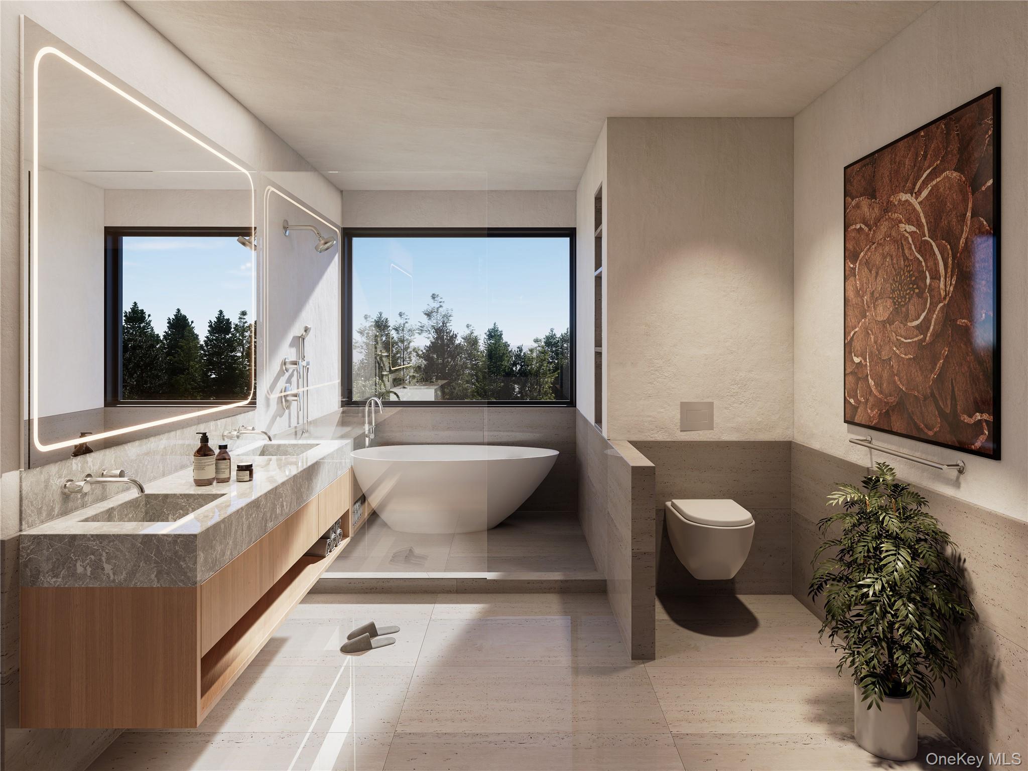 Arc House Bulls Head Road Clinton Corners, NY 12514 - Photo 13 of 16 a spacious bathroom with a toilet a sink and mirror