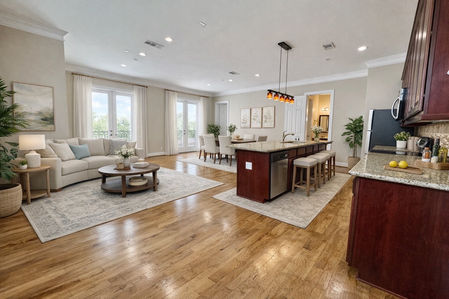 314 West Bell Street, Unit 201 Houston, TX 77019 - Photo 11 of 32 a living room with furniture a table and a chandelier