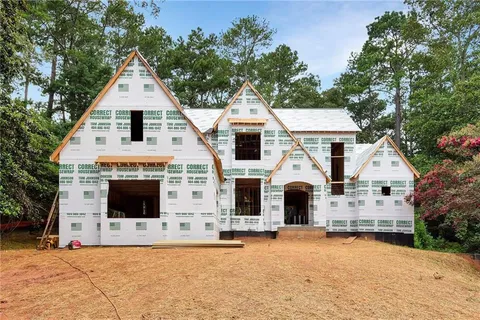 a front view of a house with fireplace