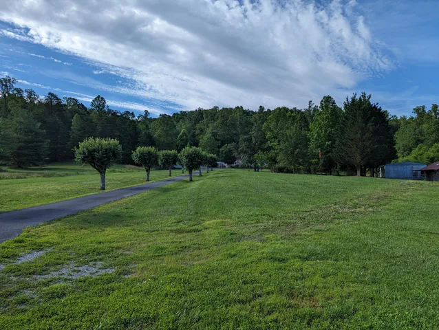 a backyard of a house with lots of green space