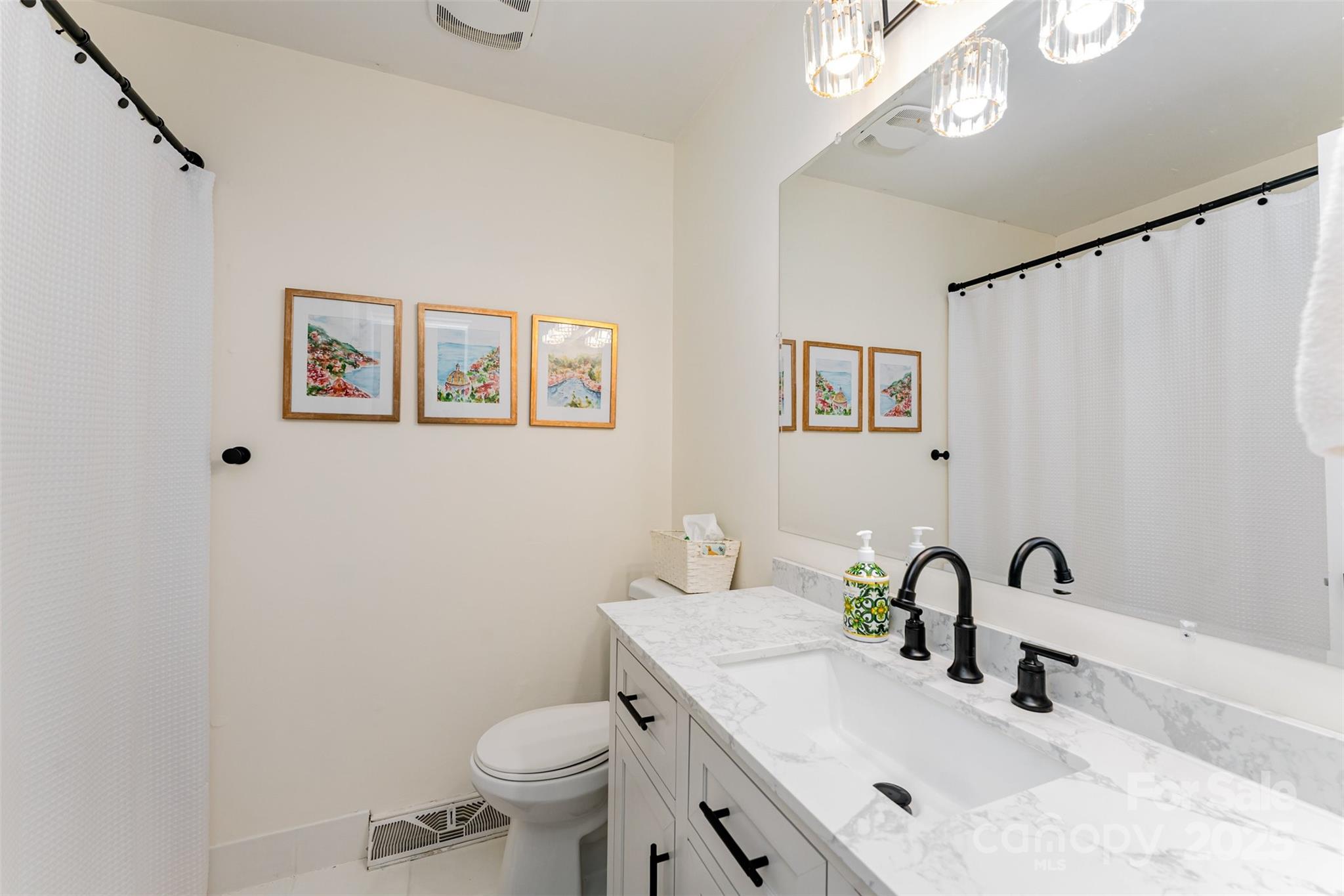 743 Pineborough Road Charlotte, NC 28212 - Photo 15 of 30 a bathroom with a toilet sink and mirror