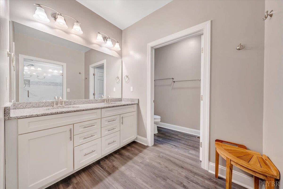 111 Otterview Road Forest, VA 24551 - Photo 23 of 55 a spacious bathroom with a granite countertop sink mirror and a toilet