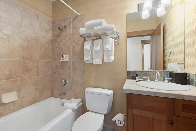 a bathroom with a toilet a sink and bathtub