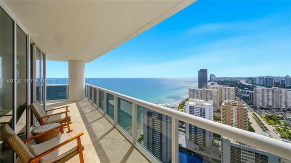 a view of balcony with city view
