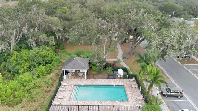 an aerial view of a house