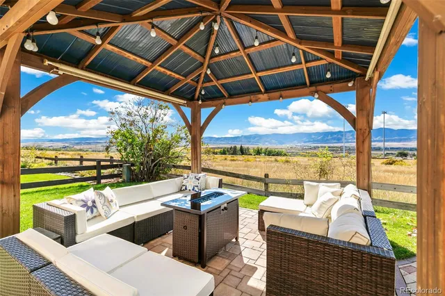 a outdoor view with a sitting space