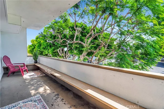 view from window with outdoor seating