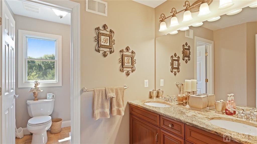5 Daisy Court Skillman, NJ 08558 - Photo 35 of 50 a bathroom with a granite countertop sink toilet and shower