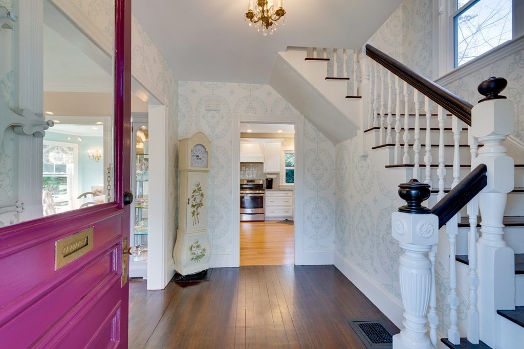227 Warren Street Needham, MA 02492 - Photo 2 of 36 a view of an entryway with wooden floor and a front door