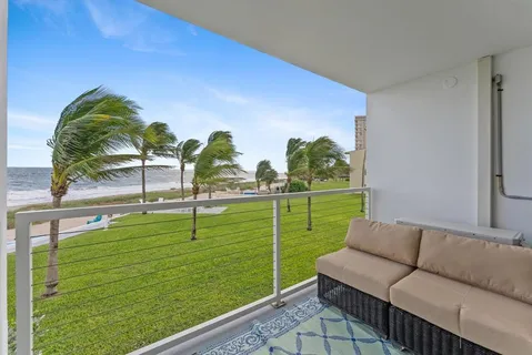 a view of building with ocean view