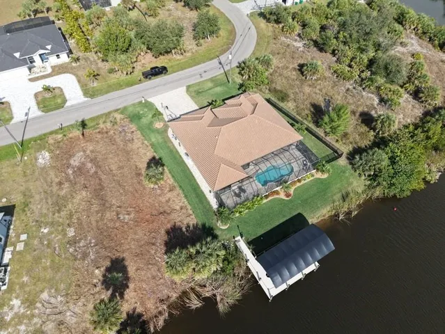 an aerial view of a house