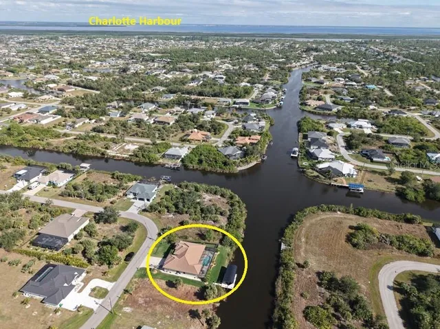 an aerial view of a house