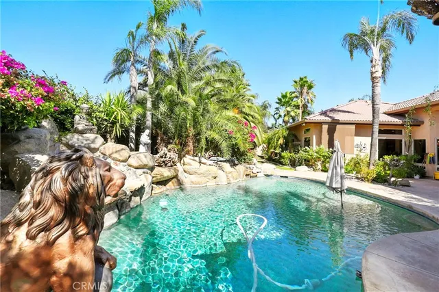 a view of a yard with plants and trees