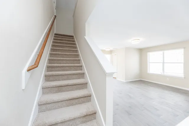 a view of an entryway with staircase