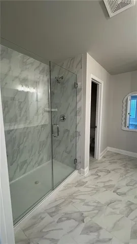 a bathroom with a shower