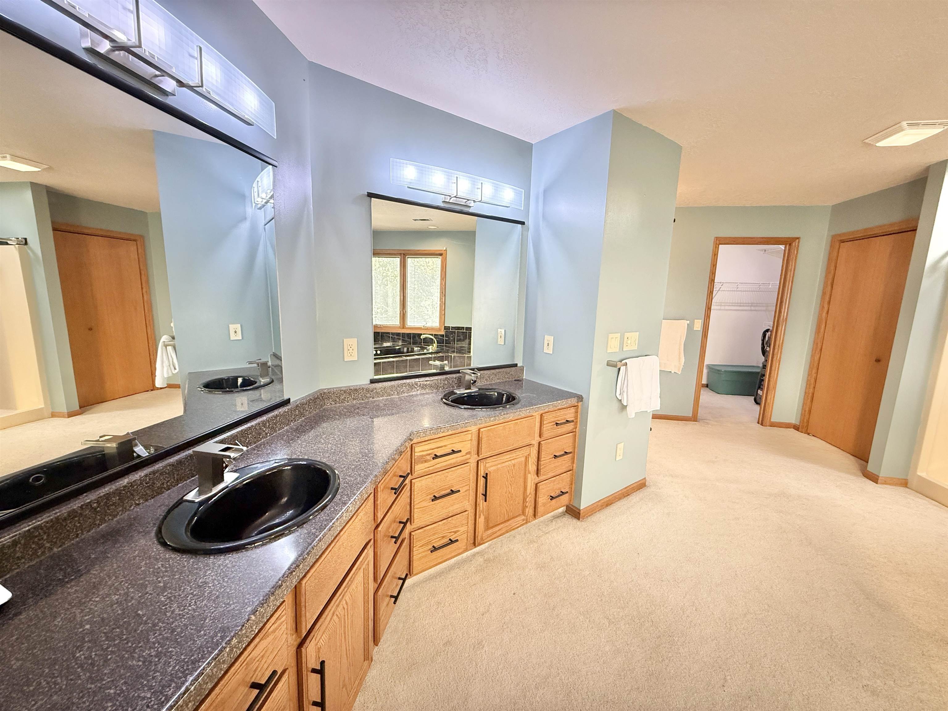 5449 South Branch Court Rochelle, IL 61068 - Photo 25 of 45 a large bathroom with a granite countertop sink and a mirror