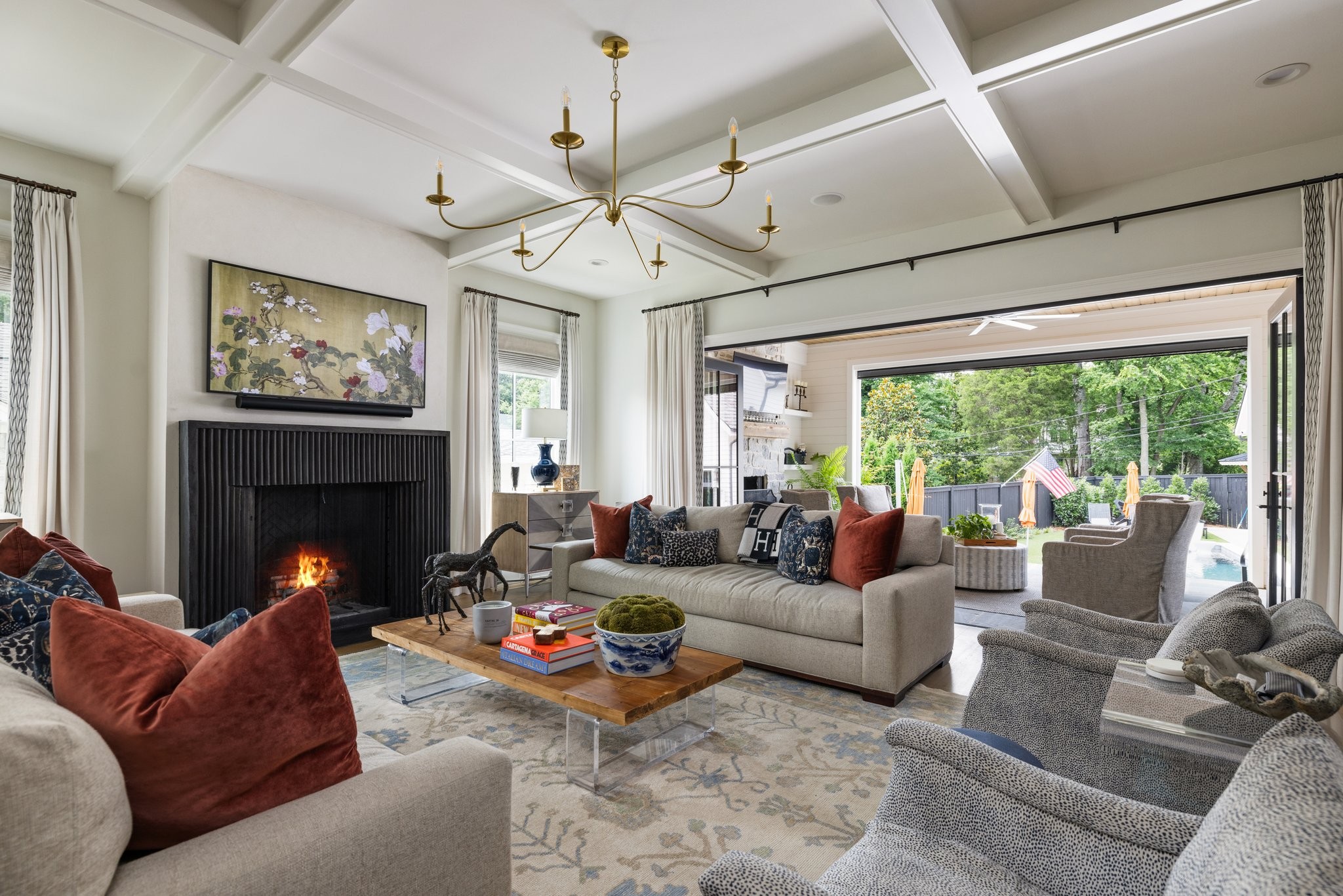 280 Harding Place Nashville, TN 37205 - Photo 12 of 79 a living room with furniture fireplace and large windows