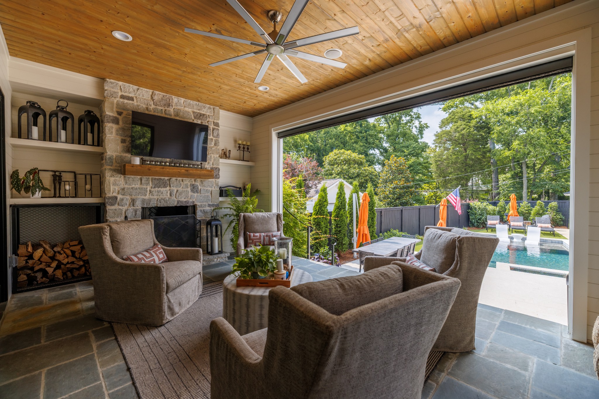 280 Harding Place Nashville, TN 37205 - Photo 62 of 79 a living room with furniture a fireplace and a flat screen tv