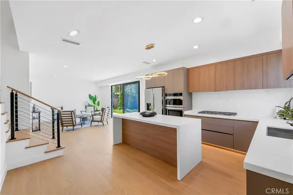 a view of a hallway with a large window