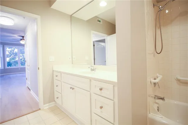a bathroom with a bathtub