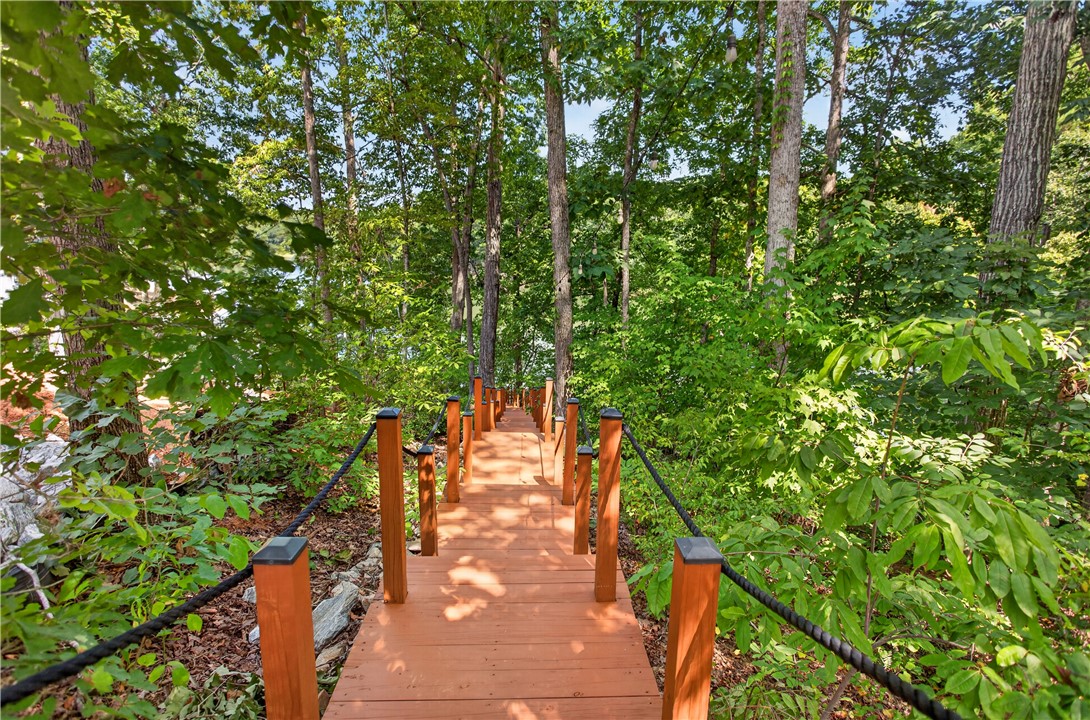 321 High Hampton Road Salem, SC 29676 - Photo 39 of 46 Wooden steps descend through mature trees toward the water's edge.