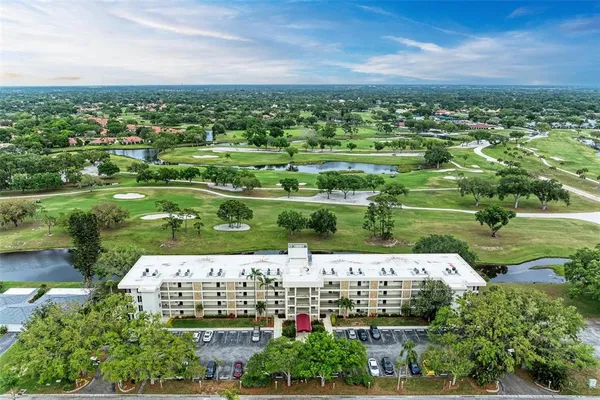 an aerial view of a yard