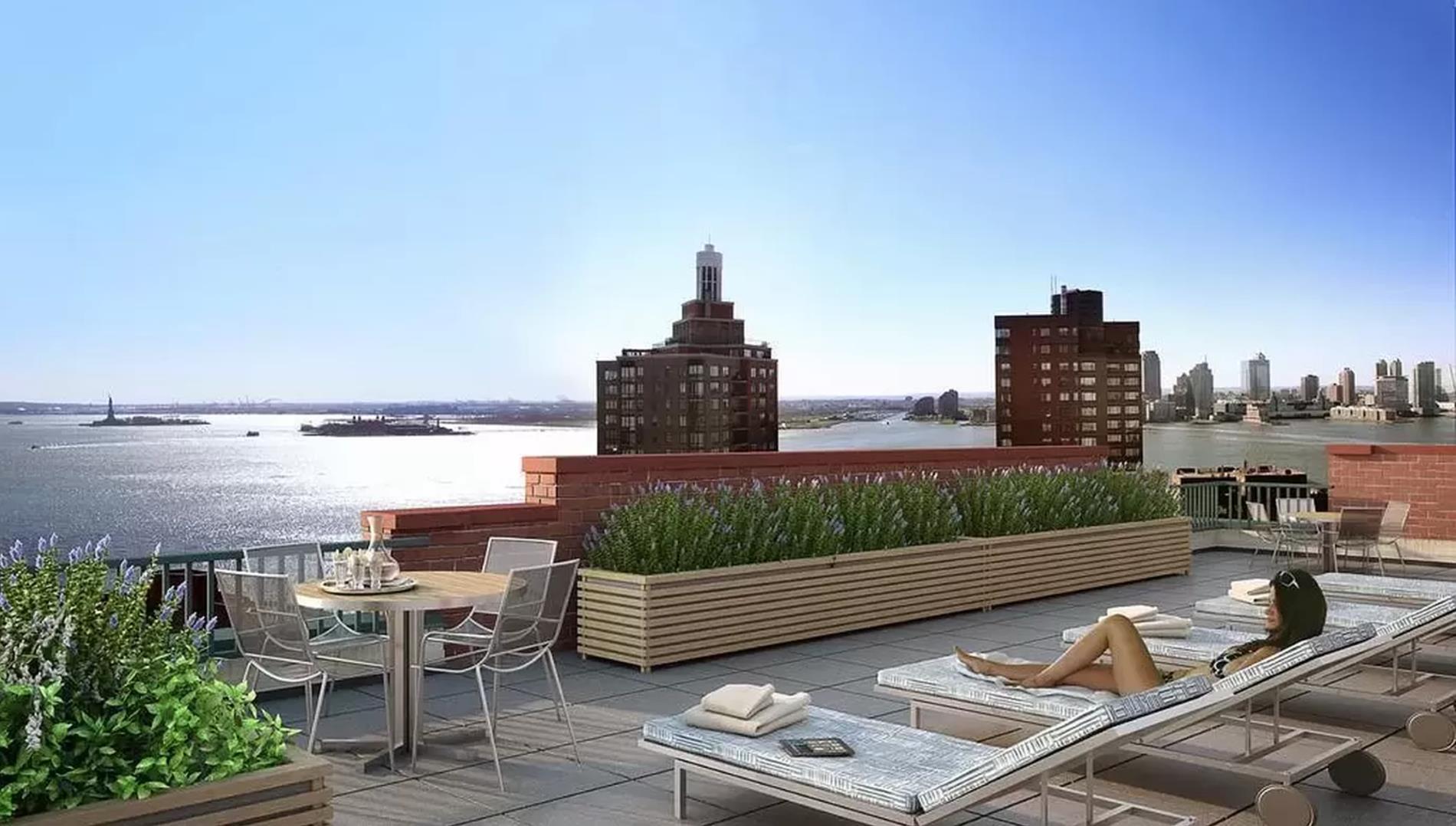 225 Rector Place, Unit 22H Manhattan, NY 10280 - Photo 10 of 13 a view of a terrace with chairs