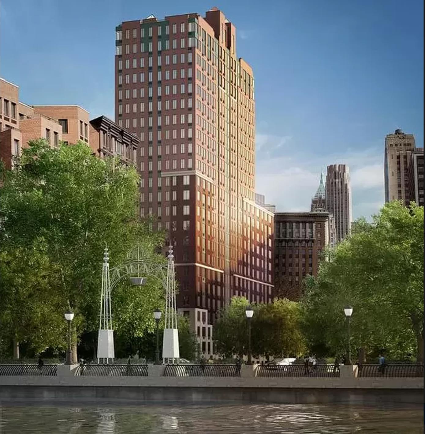 225 Rector Place, Unit 22H Manhattan, NY 10280 - Photo 8 of 13 a front view of a building with street view