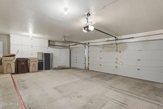 a view of a garage with furniture