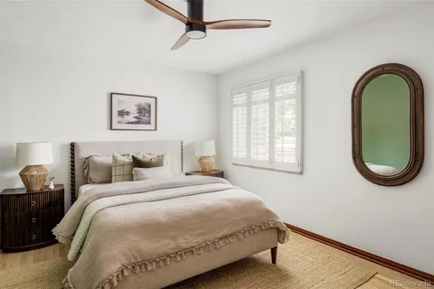 a view of a room with wooden walls