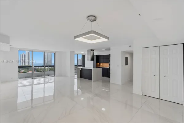 an empty room with a natural light