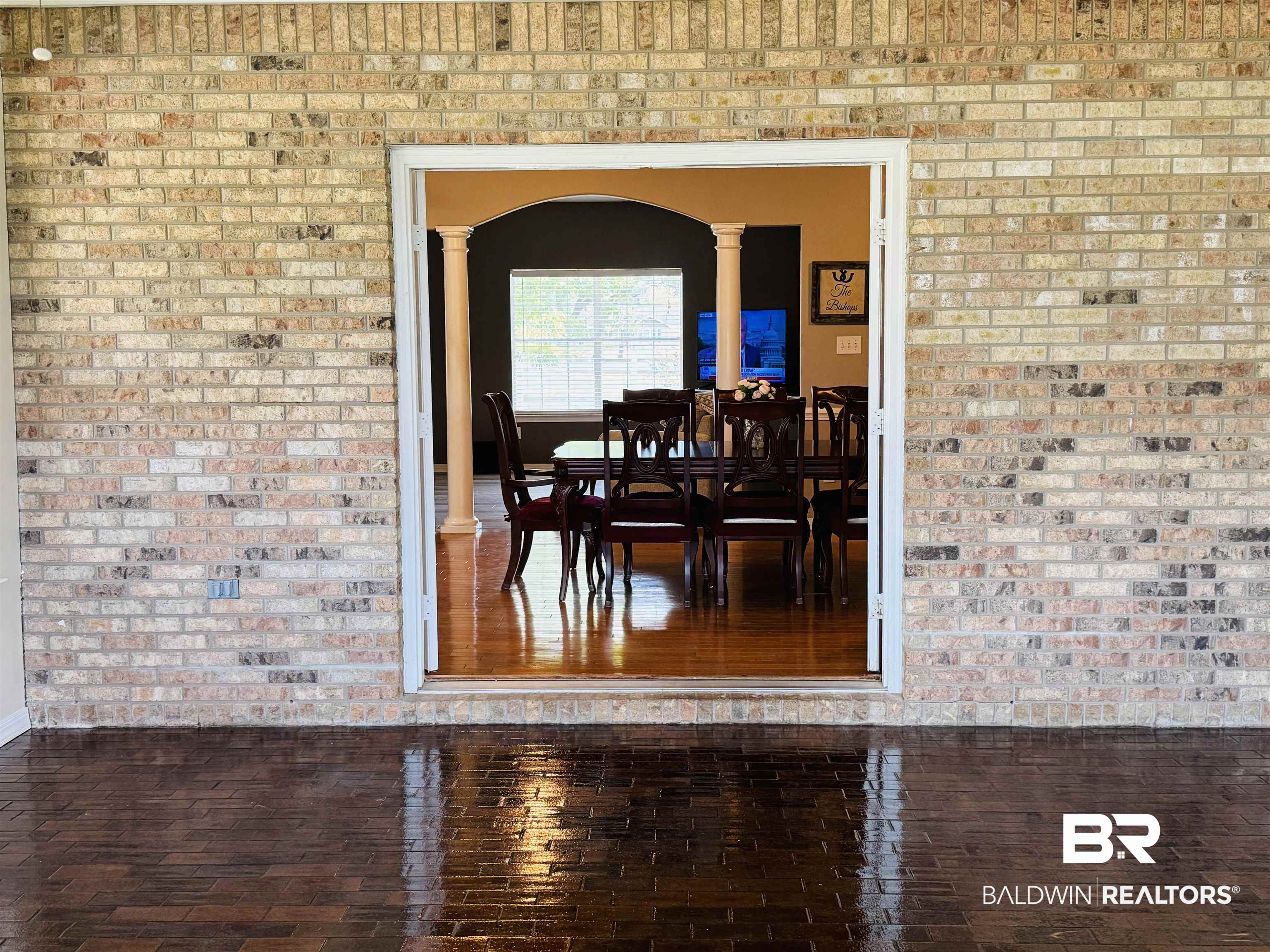 13795 White Road Silverhill, AL 36576 - Photo 37 of 99 Dining area featuring decorative columns and brick wall