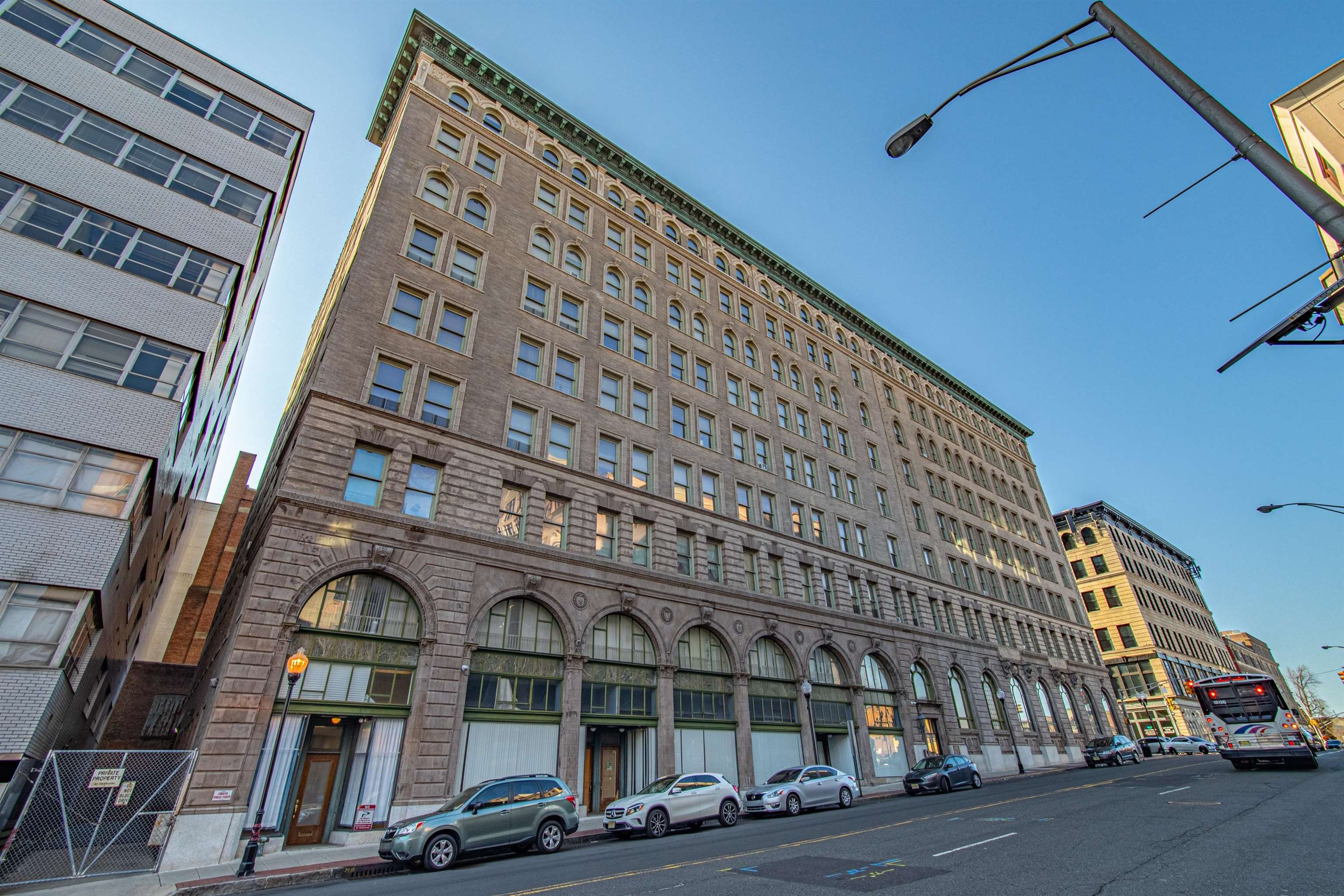 a front view of a building