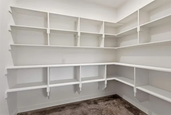 a view of storage and utility room with empty racks on the wall