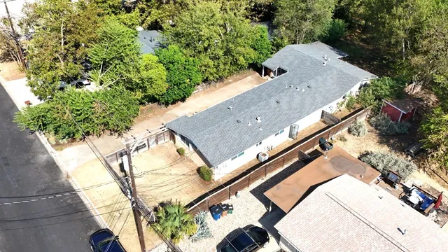 a view of a yard with a trees