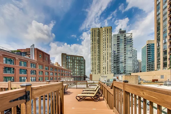 a view of a city with tall buildings