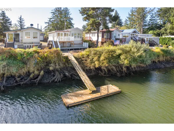 a view of a lake with a house