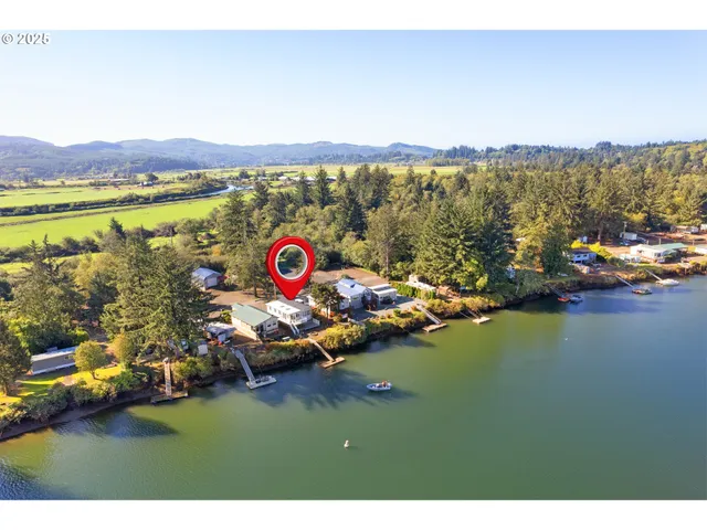 a bird view of building and yard