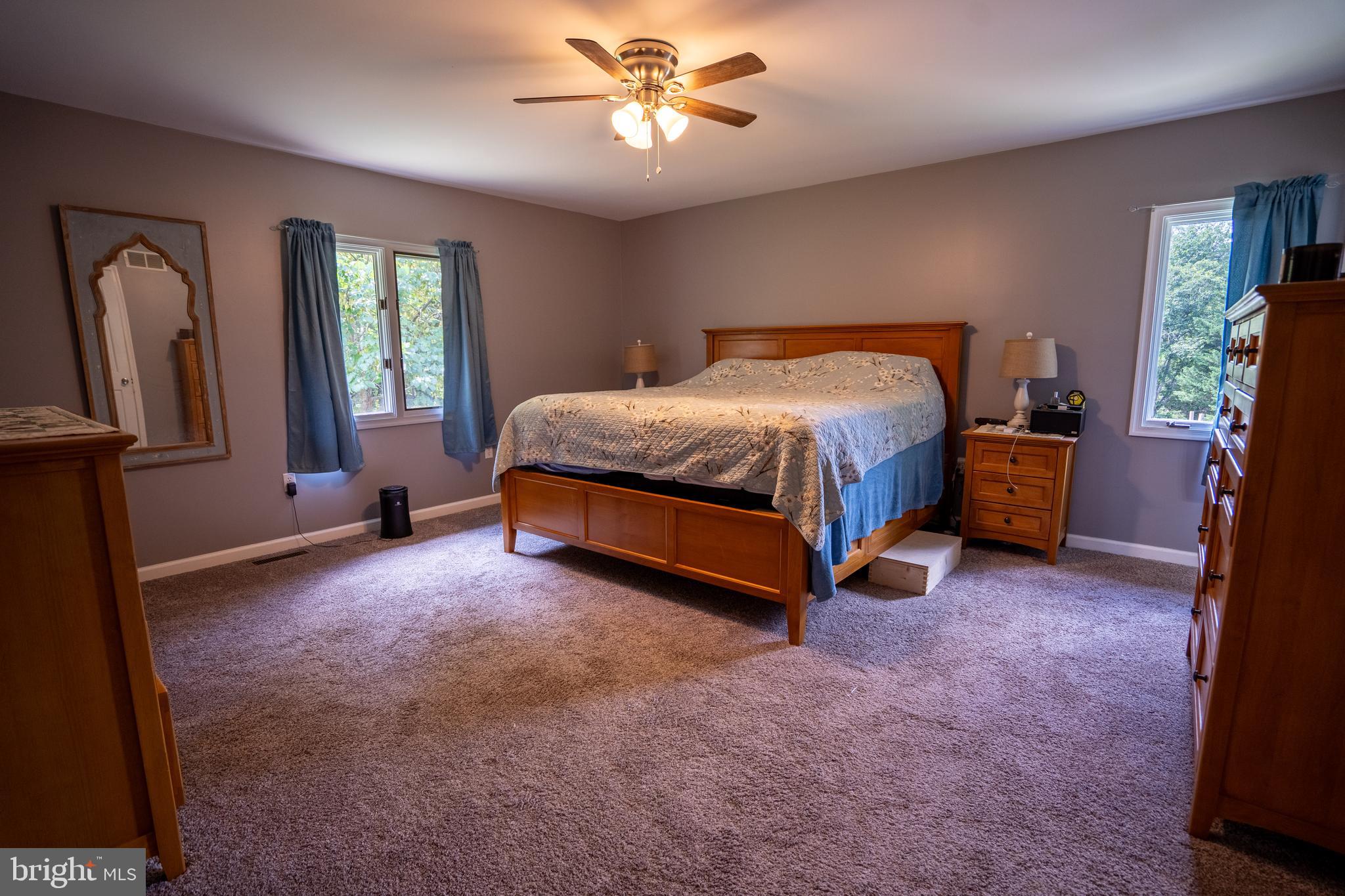 474 Potter Road Hedgesville, WV 25427 - Photo 20 of 40 a spacious bedroom with a bed and a chandelier