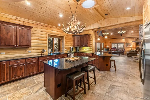 a kitchen with lots of counter top space