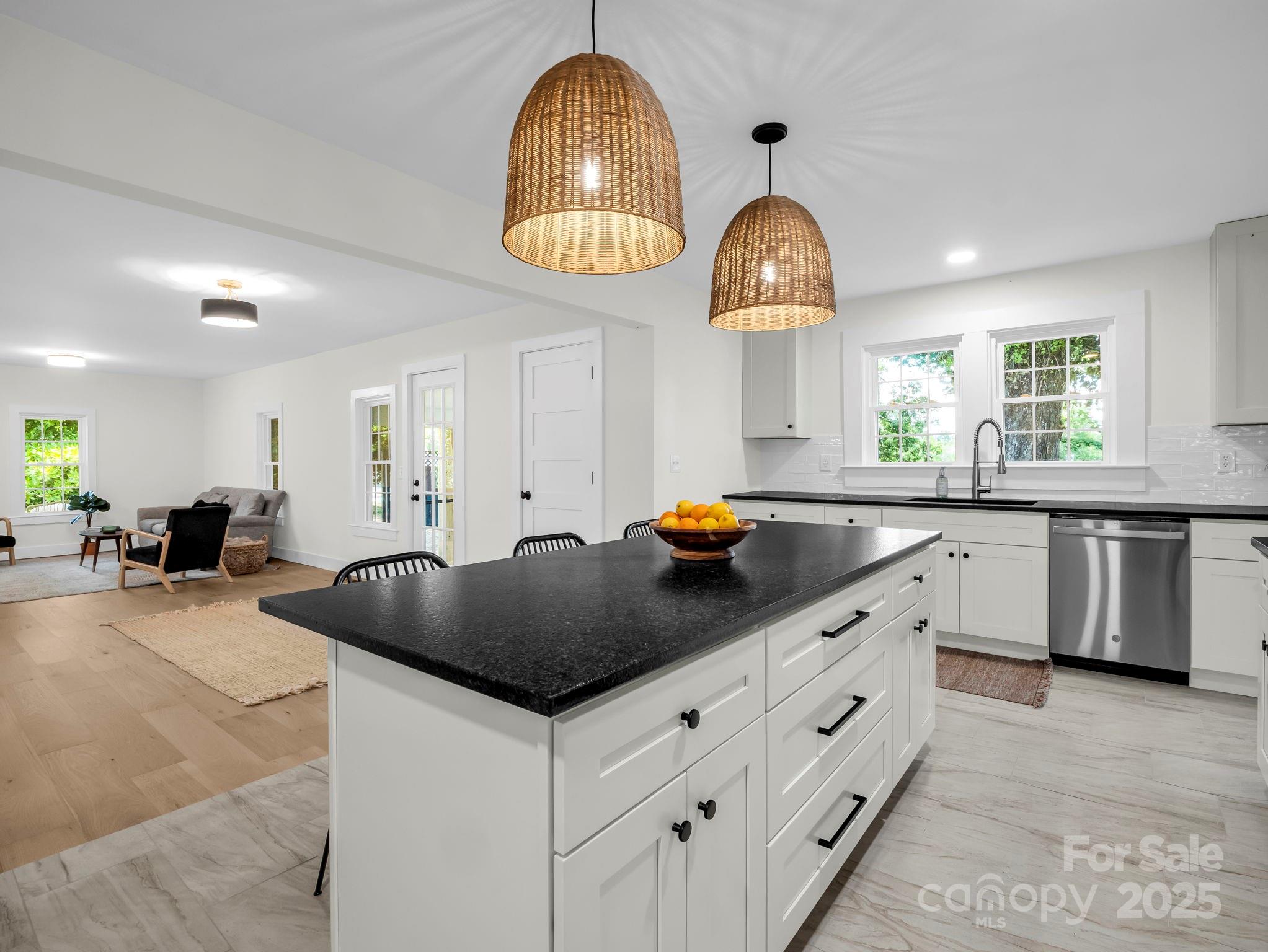5990 South Nc 9 Highway Tryon, NC 28782 - Photo 16 of 42 a kitchen with stainless steel appliances a sink a stove and a wooden floors